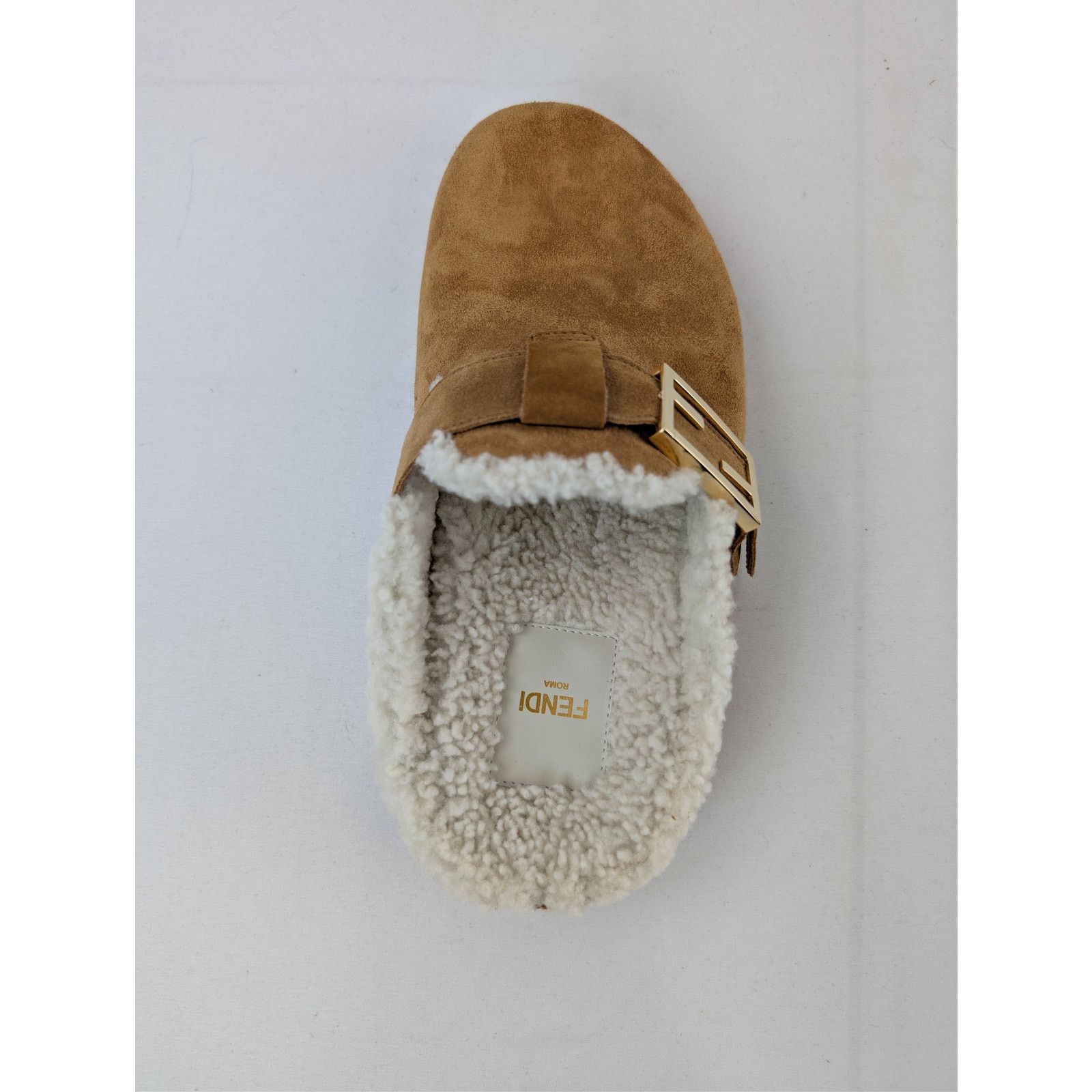 Fendi o1rshd1 Leather Feel Suede Shearling Slippers Caramel Brown Size US 8 / IT 38 - 17 Thumbnail