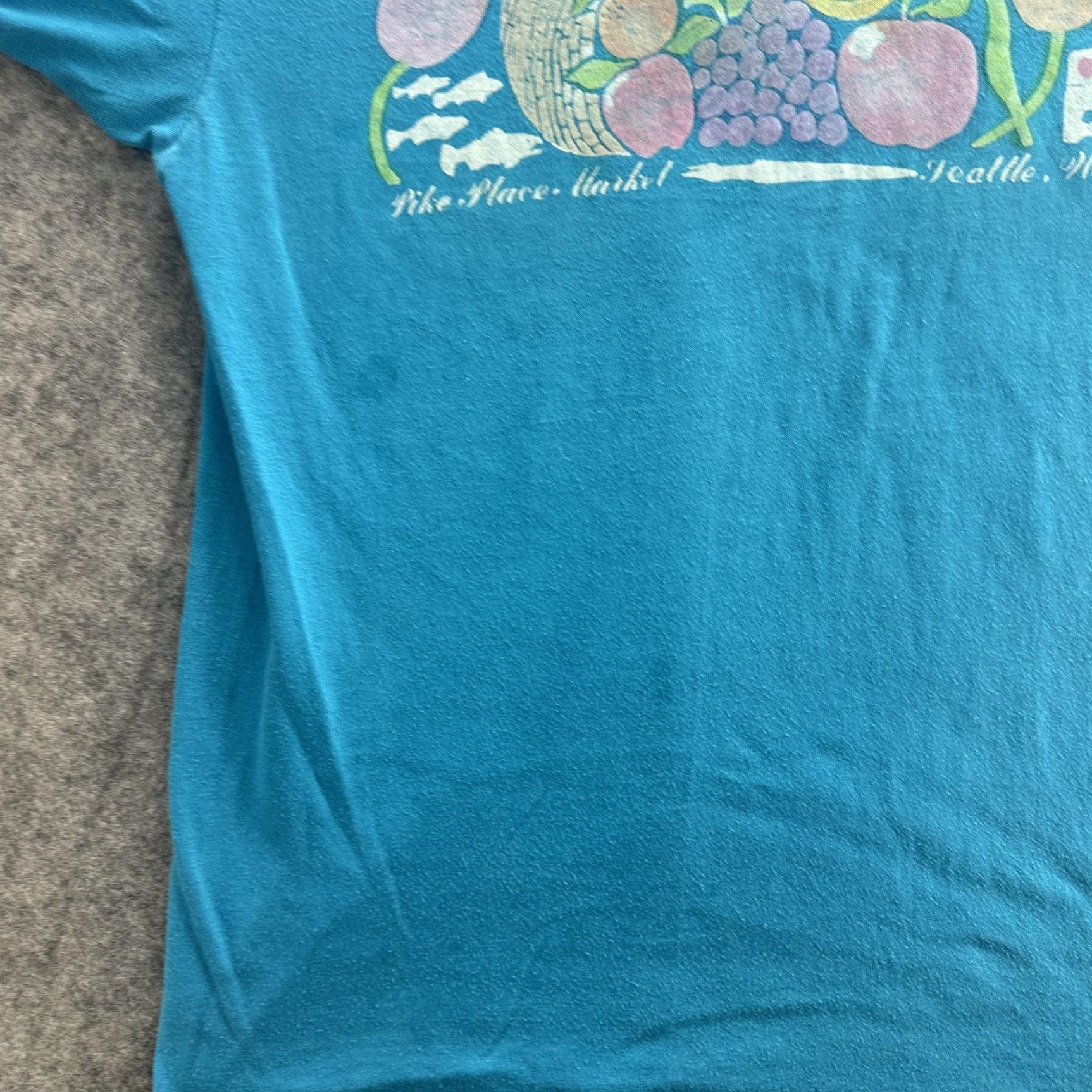 Hanes VINTAGE Pike Place Market Shirt Mens M Blue Seattle 80s Hanes Tee Graphic Print Souvenir Size US M / EU 48-50 / 2 - 5 Thumbnail