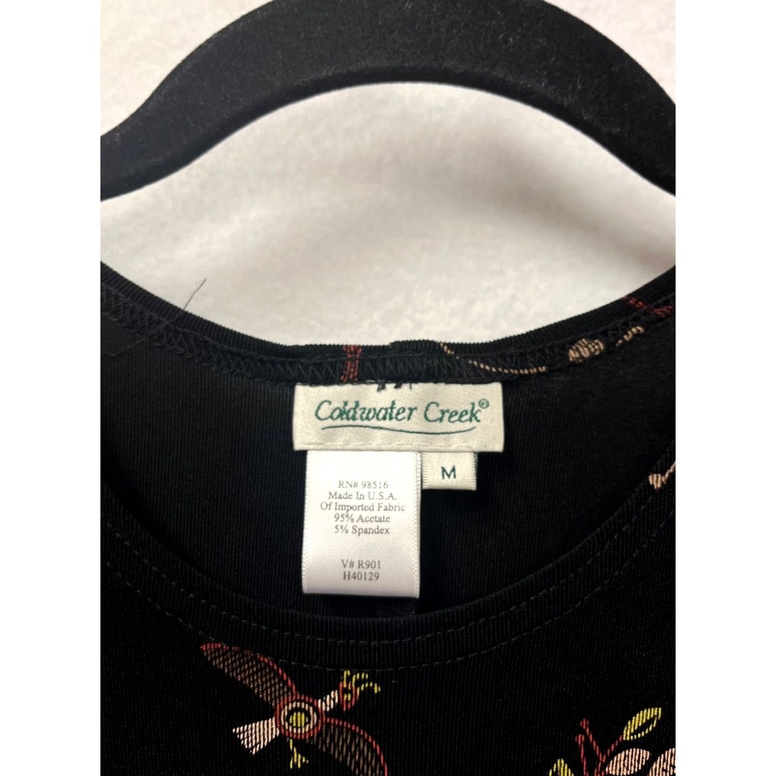 Coldwater Creek Coldwater Creek A-Line Dress M Womens Sleeveless African Print Cotton Spandex Black Midi Casual Vintage-Inspired 401A Seasons Spring Summer Fall Size M / US 6-8 / IT 42-44 - 3 Thumbnail