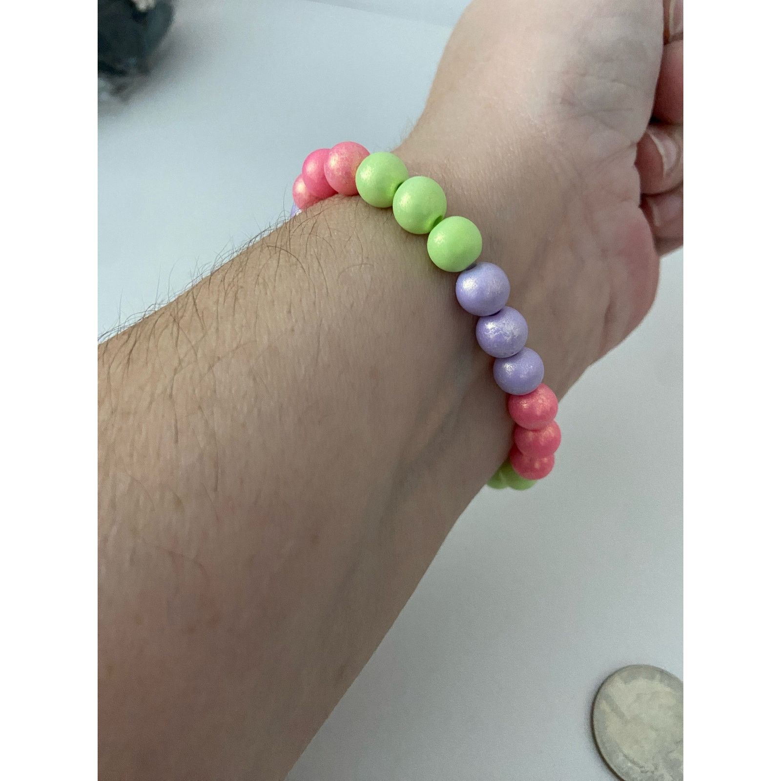 Handmade Colorful Acrylic bead stretchy bracelet Size ONE SIZE - 2 Thumbnail