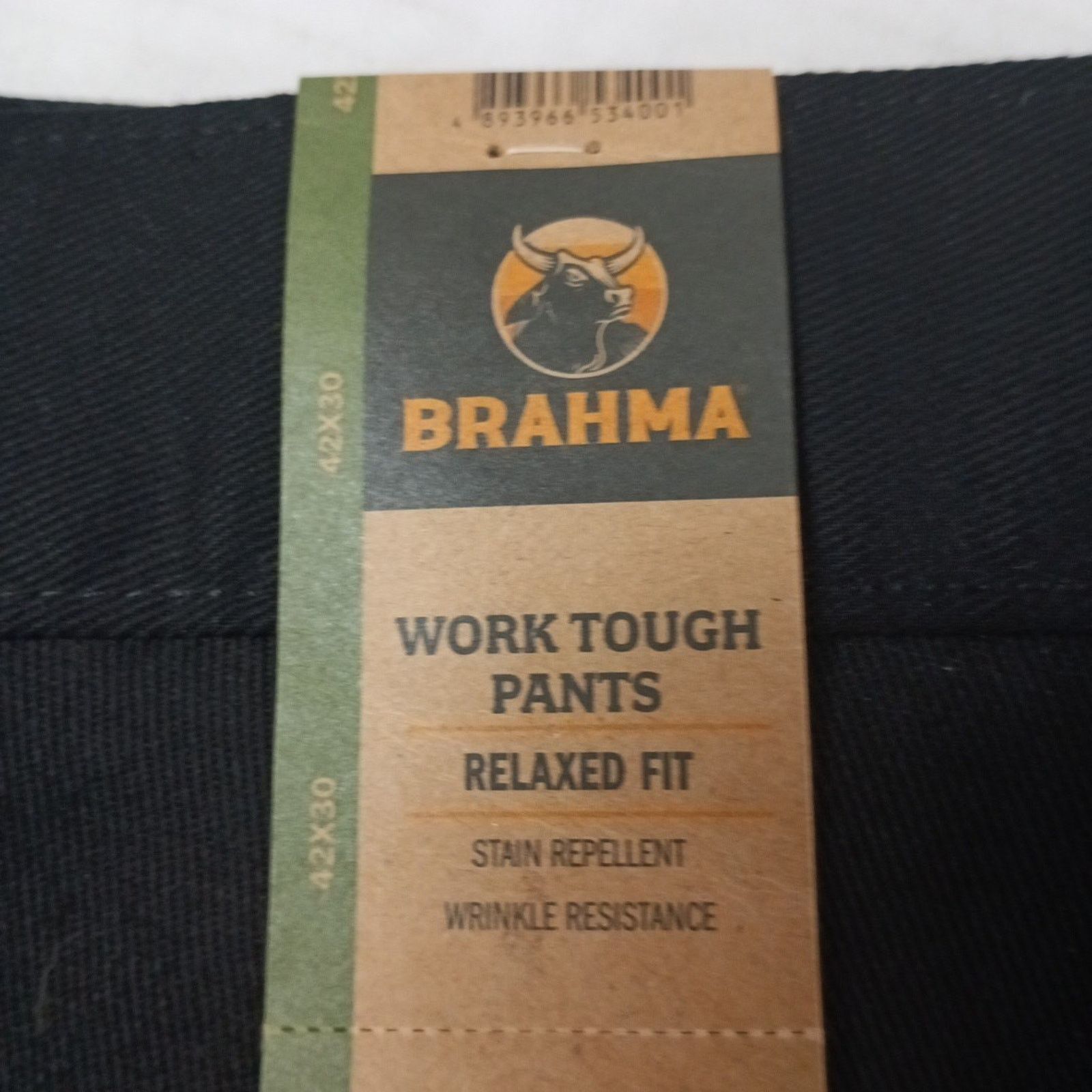 Other Brahma Men's Work Tough Pants Size 42x30 Black Relaxed Fit Size US 42 / EU 58 - 2 Thumbnail