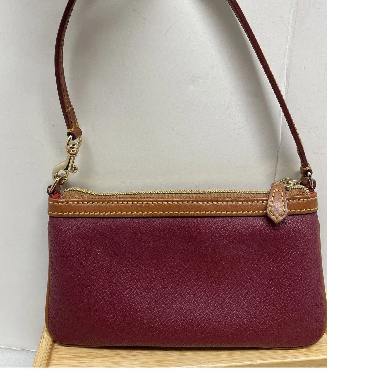 Dooney & Bourke Dooney & Bourke Deep Red Textured Leather Zip Wristlet Size ONE SIZE - 2 Thumbnail