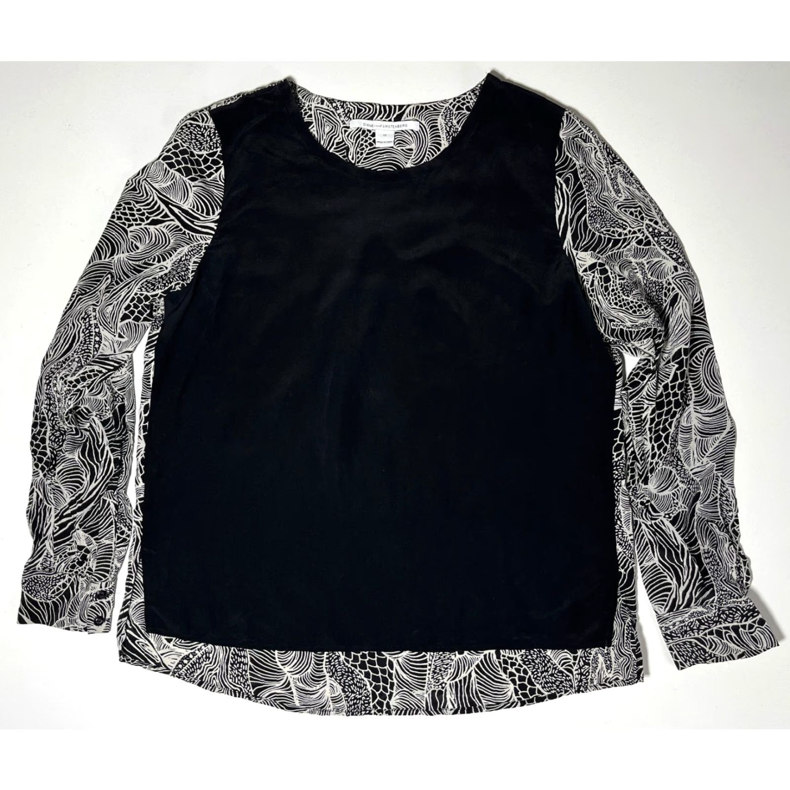 Diane von Furstenberg Diane von Furstenberg Louisa Long Sleeve Silk Top Sz 12 Blouse Women Short Sleeve? Size XL / US 12-14 / IT 48-50 - 4 Thumbnail