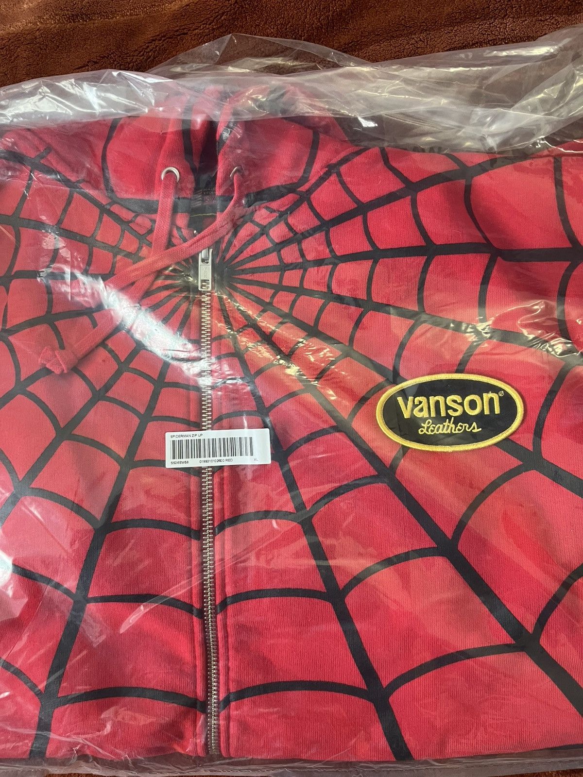 Supreme Vanson Red SpiderMan ZipUp Hooded Sweatshirt XL