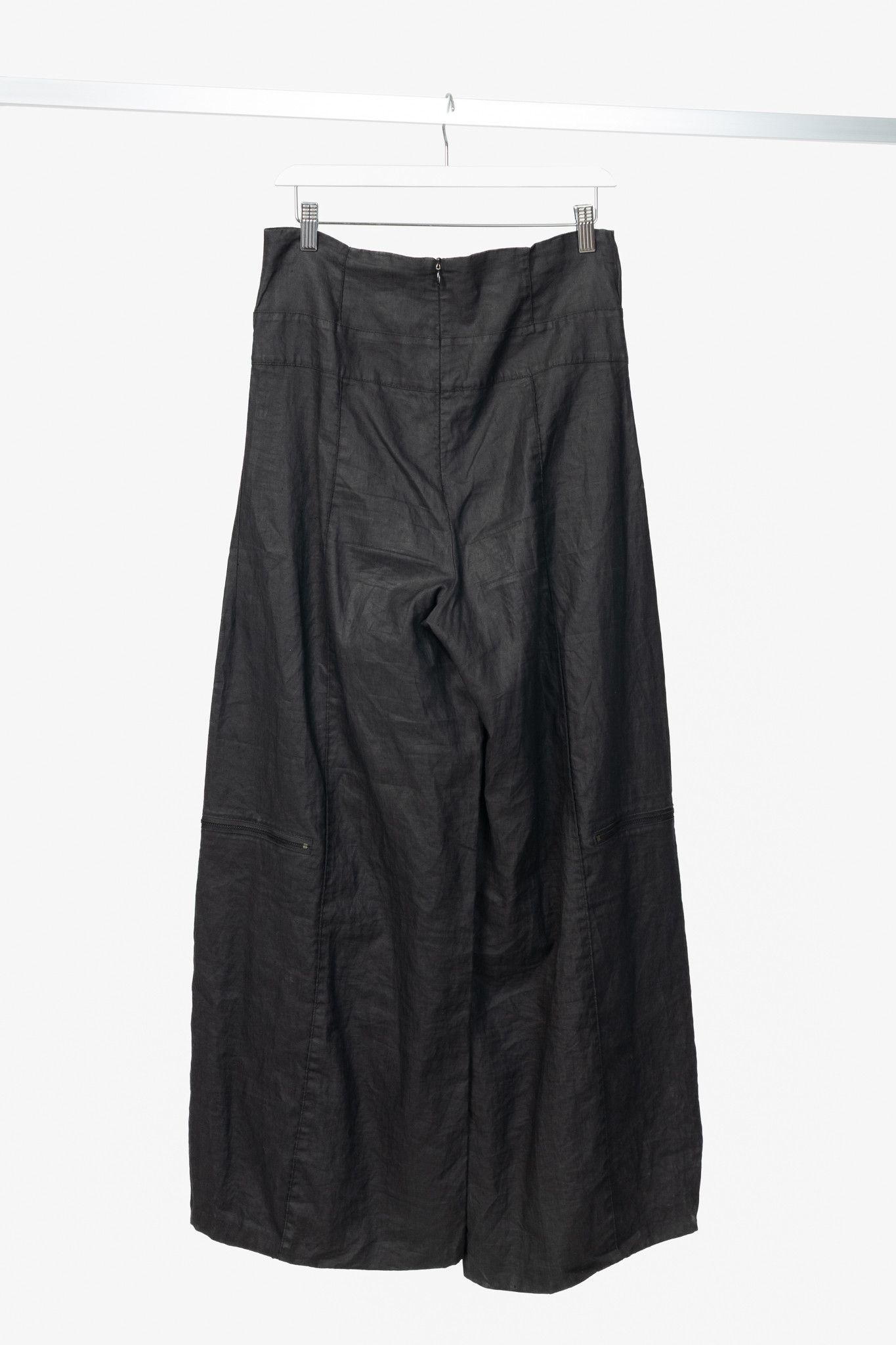 Sarah Pacini Sarah Pacini Charcoal Coated-Linen Wide-Leg Pants Size 29" - 2 Thumbnail
