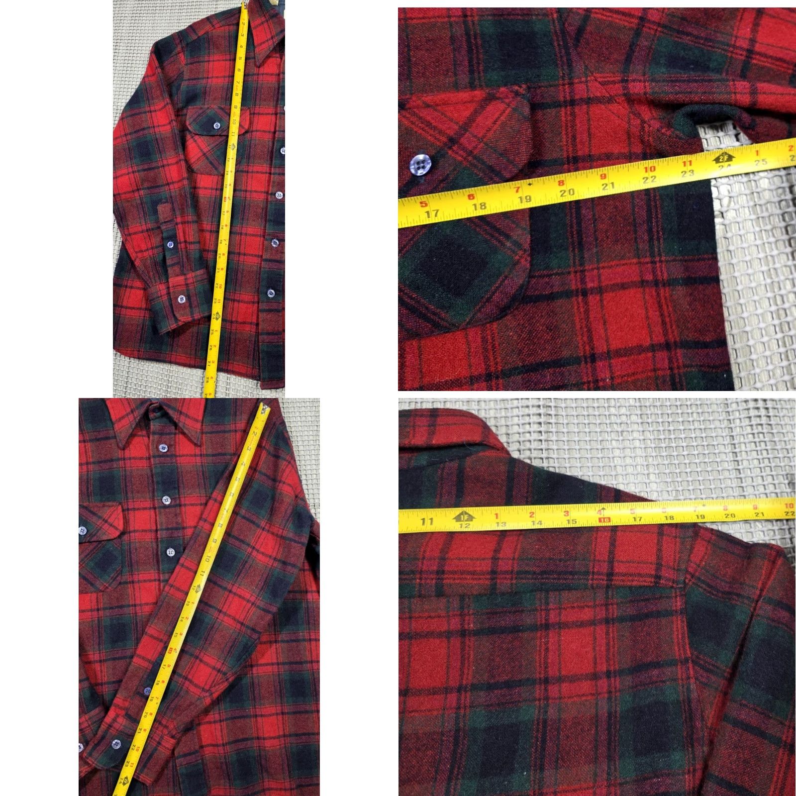 Arrow VINTAGE Arrow Shirt Plaid Red Black L Mens 60s 70s Button-Up Flannel Lined Size US L / EU 52-54 / 3 - 9 Thumbnail