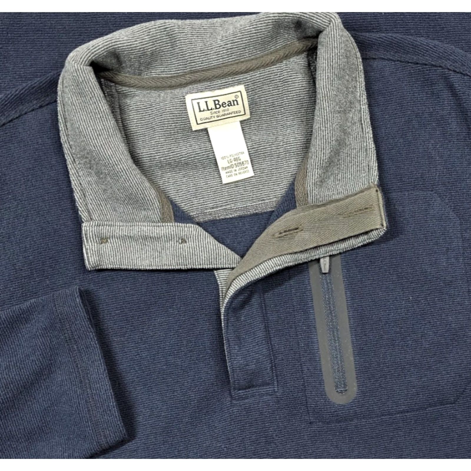 Vintage L.L.Bean Men's Fleece Button Mock Henley Pullover Shirt 505670 Blue L Size US L / EU 52-54 / 3 - 6 Thumbnail