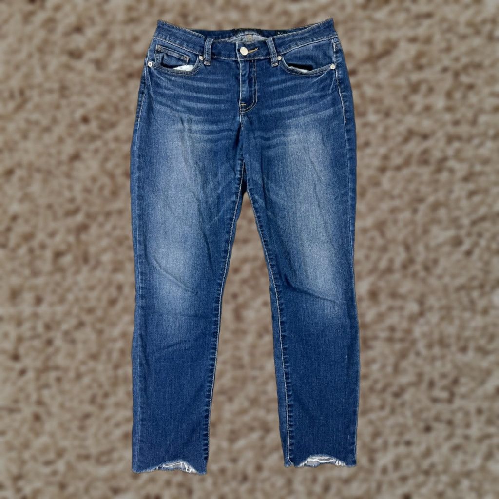 Lucky Brand Lucky Jeans Womens 6 Blue Denim Skinny Cotton Blend Raw Hem Lolita 90s American Designer Size 28" / US 6 / IT 42 - 1 Thumbnail