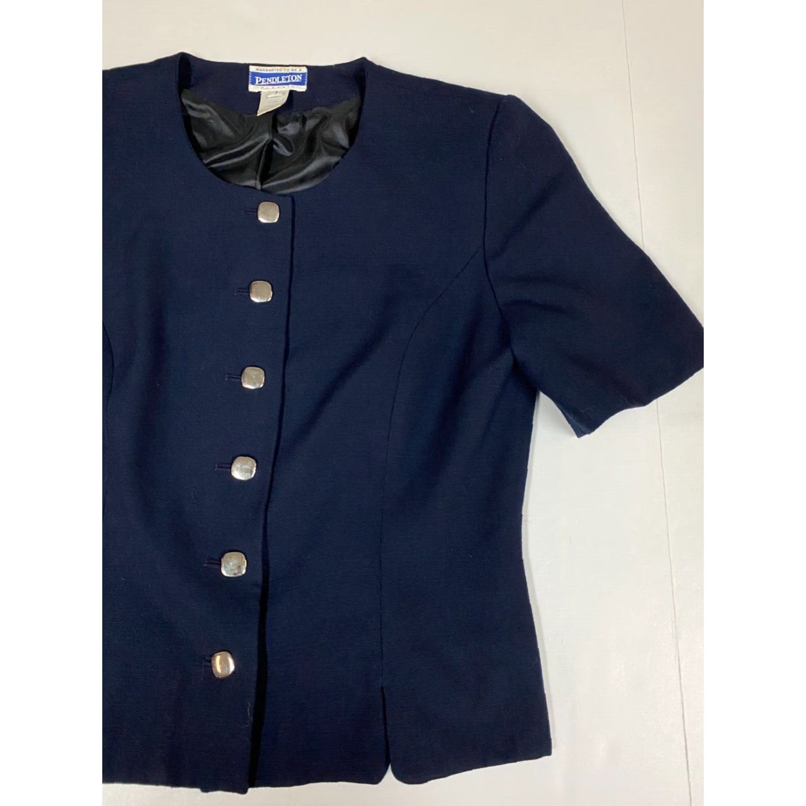 Pendleton Pendleton Jacket Blazer Womens 8 Blue Short Sleeve Polyester Lightweight Regular Fall Winter Blazer Womens Size 30" / US 8 / IT 44 - 2 Thumbnail