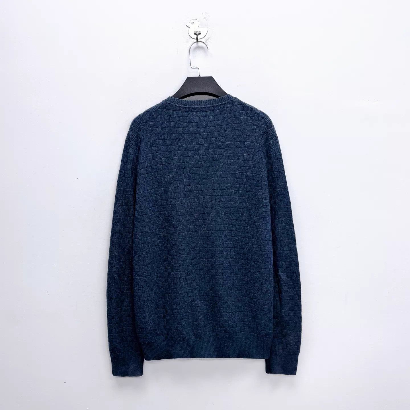 Louis Vuitton LV Navy All Over Monogram Hem Patch Logo Wool Sweater M Size US M / EU 48-50 / 2 - 2 Thumbnail