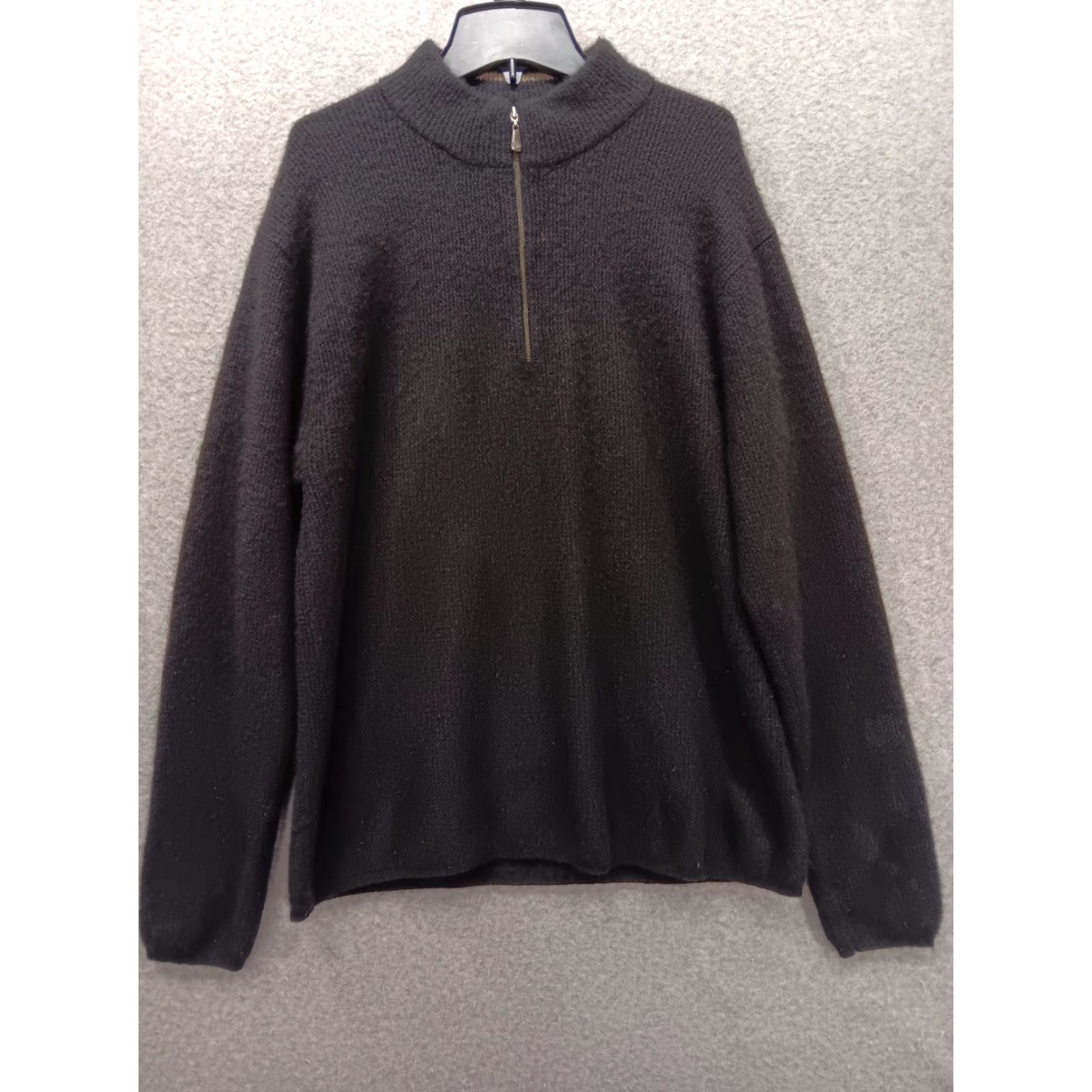 Joseph Abboud Joseph Abboud Sweater Men Black 100% Cashmere 1/4 Zip High Neck Long Sleeve - M Pullover Knit Zipper Accent Size US M / EU 48-50 / 2 - 2 Thumbnail