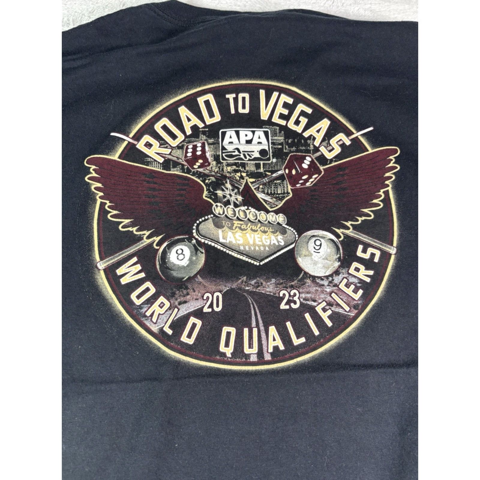 Gildan Gildan Men's T-Shirt Regular L Black "APA 2023 World Qualifiers Las Vegas Pool" T-Shirt Shirt Mens Black Cotton Short Sleeve Crew Neck USA 2020s Size US L / EU 52-54 / 3 - 8 Thumbnail