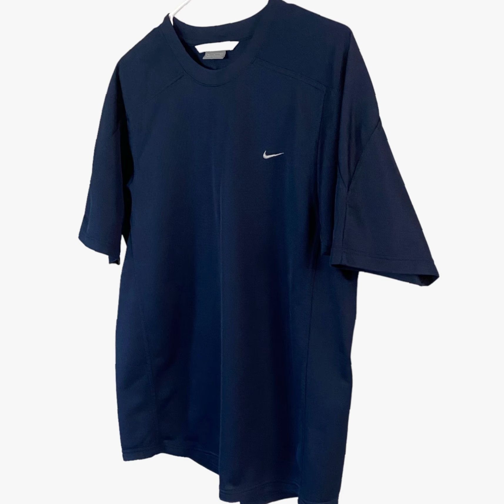 Nike VINTAGE Nike Y2 Embroidered Swoosh Performance Shirt Navy Blue Athletic Mens Medium M Size US M / EU 48-50 / 2 - 2 Thumbnail
