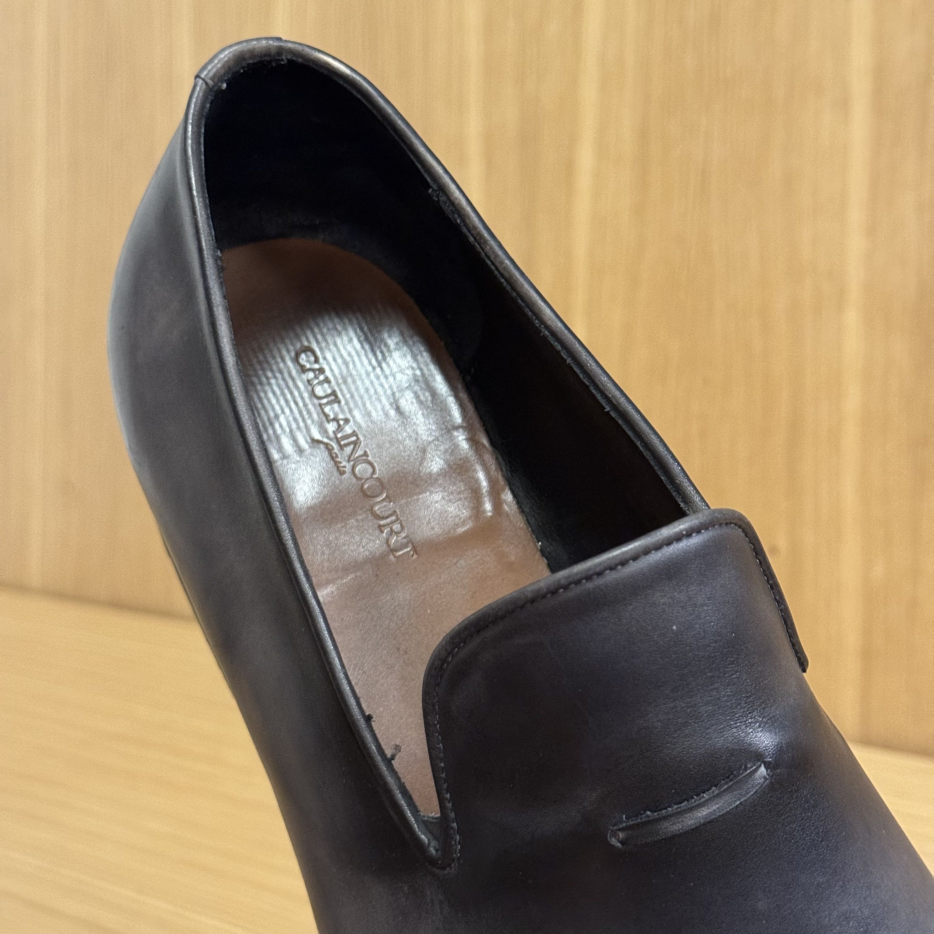 Caulincourt Paris Mens Gray Ombré Leather Loafers, US 11.5