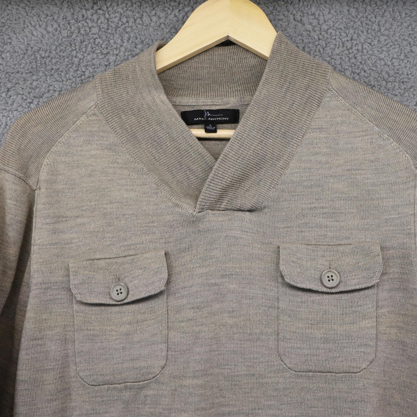 Marc Anthony Marc Anthony Sweater Men Large Pockets Merino Blend Beige Size US L / EU 52-54 / 3 - 1 Thumbnail