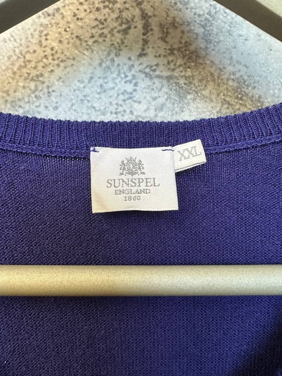 Sunspel Sunspel Merino Wool Sweater V-Neck Vintage Jumper Purple LS Size US XXL / EU 58 / 5 - 15 Thumbnail