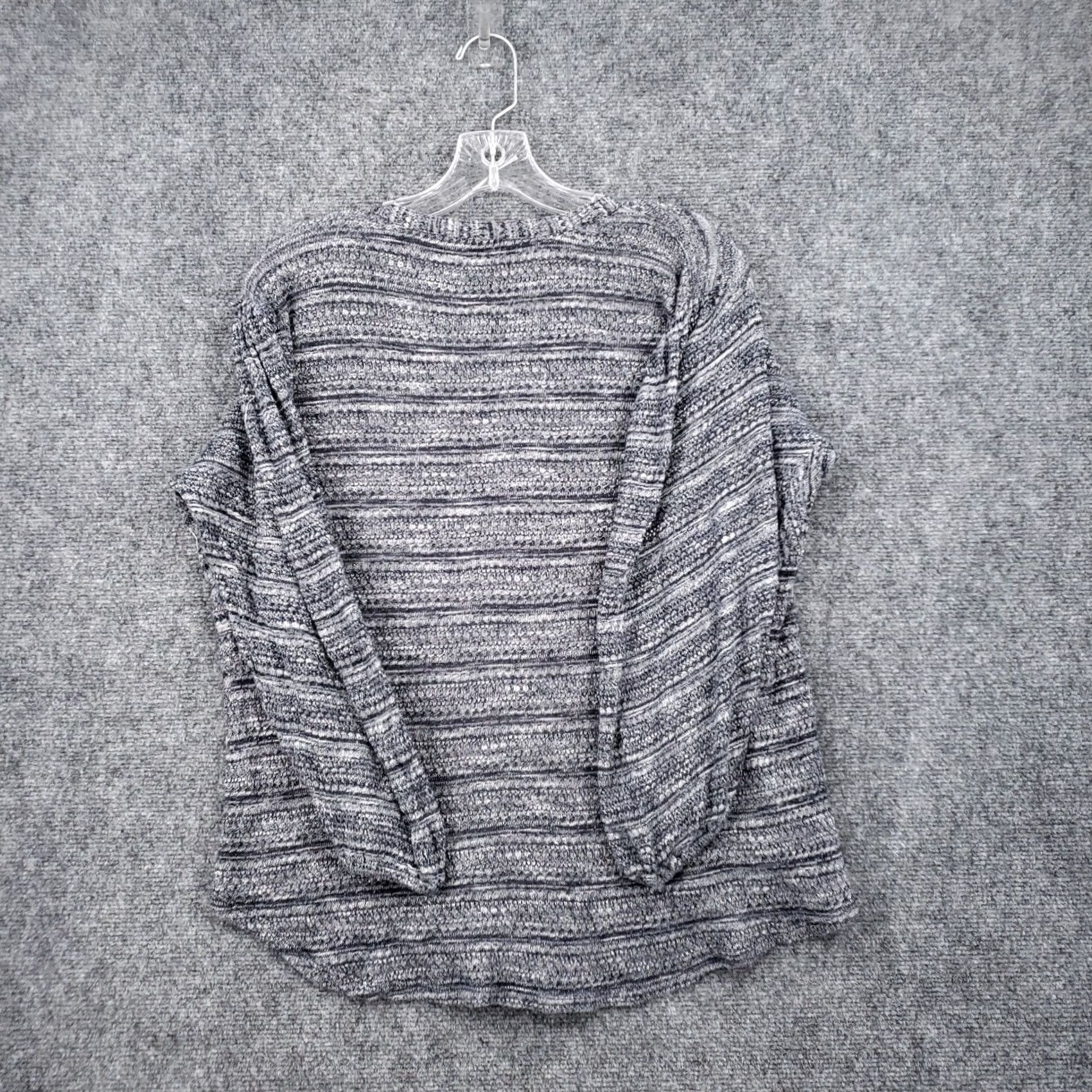 Lucky Brand Lucky Brand Cardigan Womens M Medium Gray Striped V-Neck Knit Long Sleeve Button Sweater Size M / US 6-8 / IT 42-44 - 2 Thumbnail