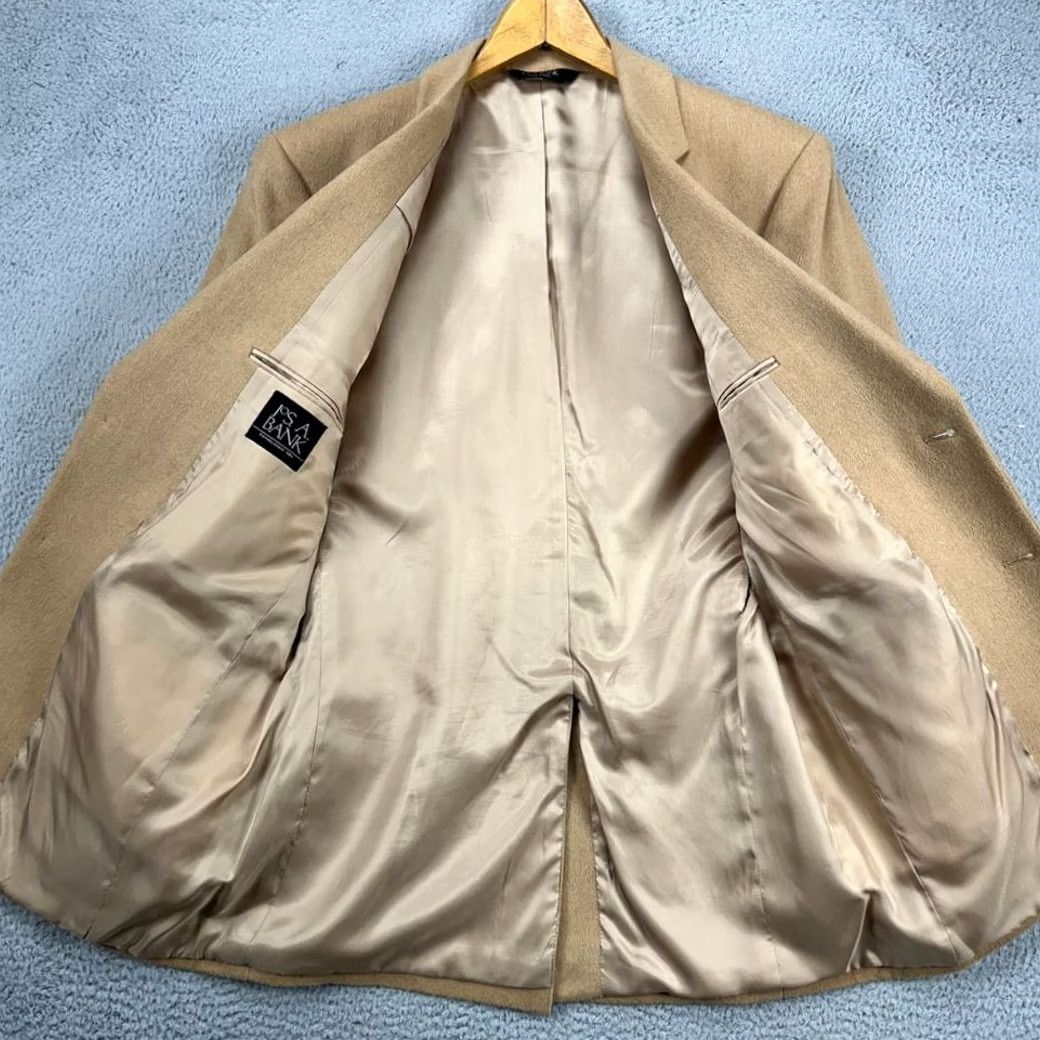 Jos. A. Bank Jos. A. Bank Sport Coat Blazer 100% Camelhair Mens 42L Tan 2-Button Tuxedo Long Sleeve Size 42R - 4 Thumbnail