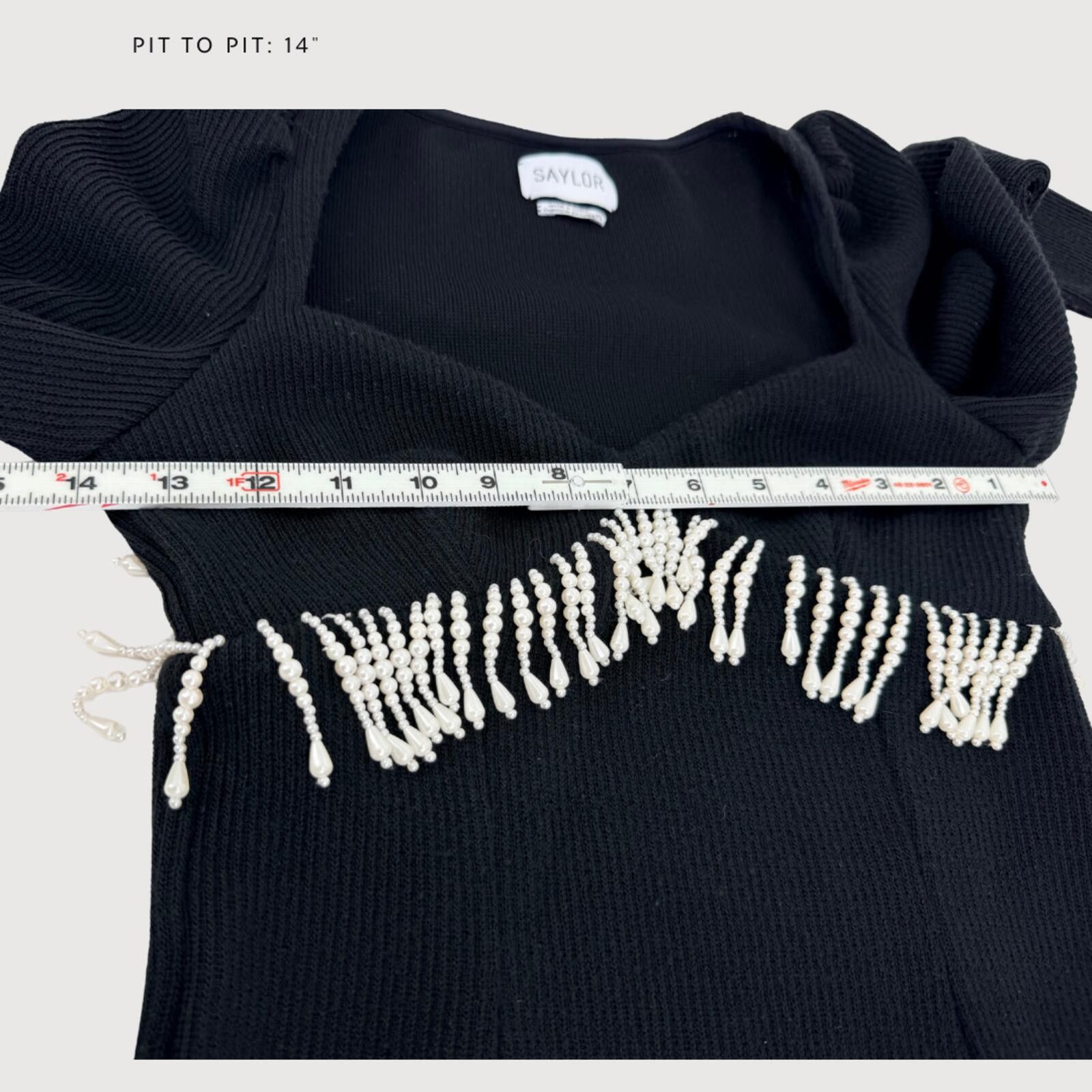 Other Saylor Alina Ribbed Midi Dress Bell Sleeve Black XS Size XS / US 0-2 / IT 36-38 - 7 Thumbnail