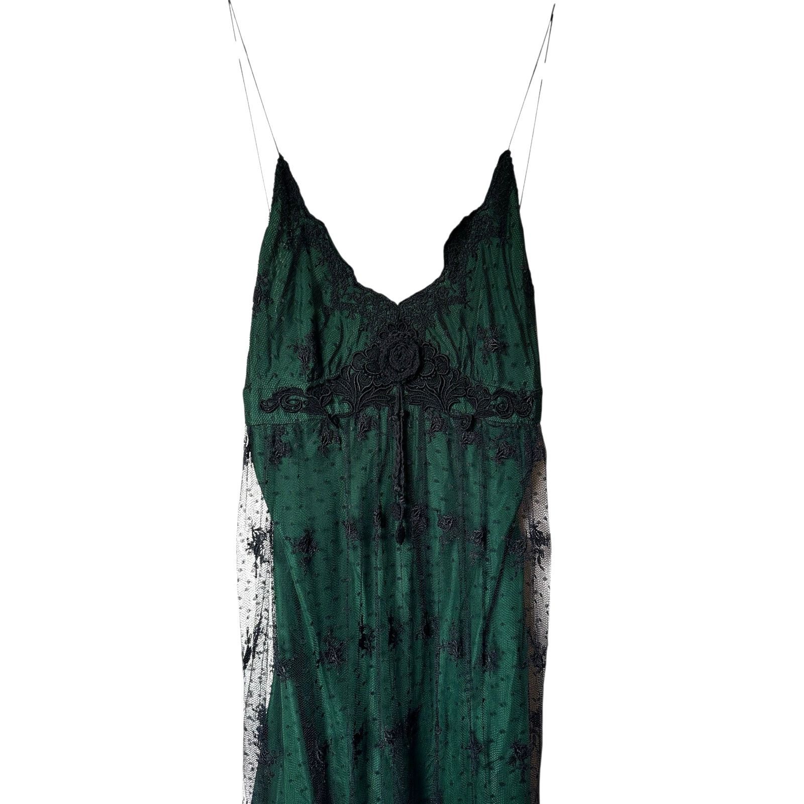 Other Miguelina Green Floral Sexy Sheer Lingerie Lace Slip Dress Size M / US 6-8 / IT 42-44 - 3 Thumbnail