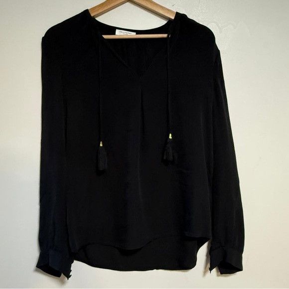 Equipment Equipment Femme Black Silk Long Sleeve Tassel Blouse Size S Size S / US 4 / IT 40 - 2 Thumbnail
