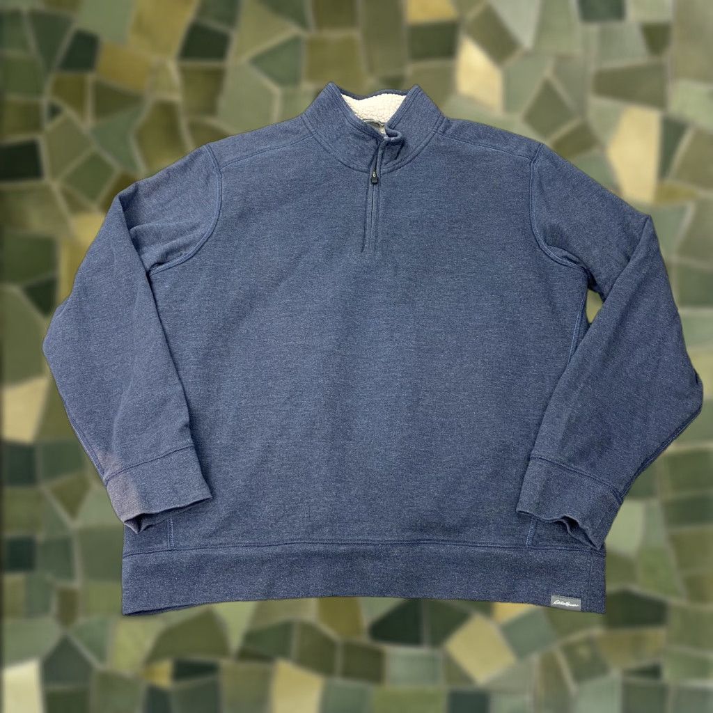 Eddie Bauer VINTAGE Eddie Bauer Sweatshirt Mens Medium Blue Sherpa Lined Quarter Zip Pullover Fleece Size US M / EU 48-50 / 2 - 1 Thumbnail