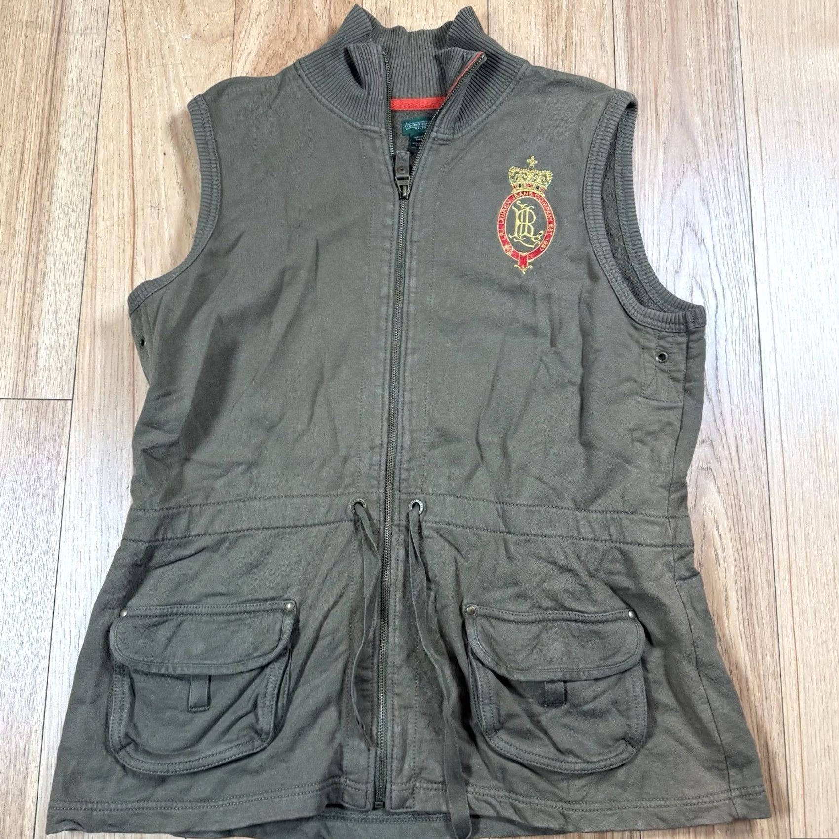 Olive Lauren Ralph Lauren Vest Full Zip Olive Green Womens XL Green Crown Crest vest XL Womens Full Zip Size XL / US 12-14 / IT 48-50 - 2 Thumbnail