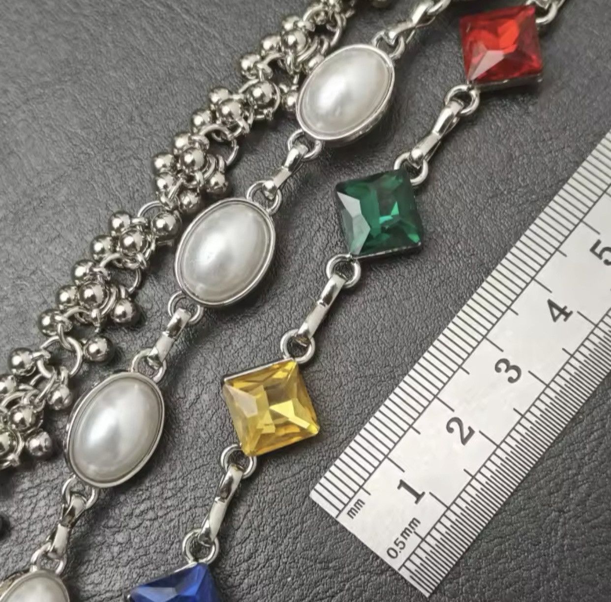 Jewelry Rhinestone Three Layers Pearl Pants Chain Waist Chain Size ONE SIZE - 6 Thumbnail