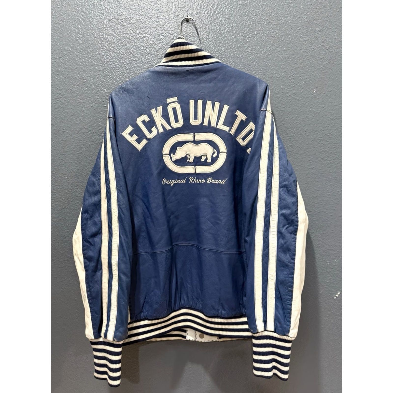 Ecko Unltd. Y2K Ecko Unltd Leather Reversible Quilted Bomber Jacket Blue L Men’s Baggy Size US L / EU 52-54 / 3 - 2 Thumbnail