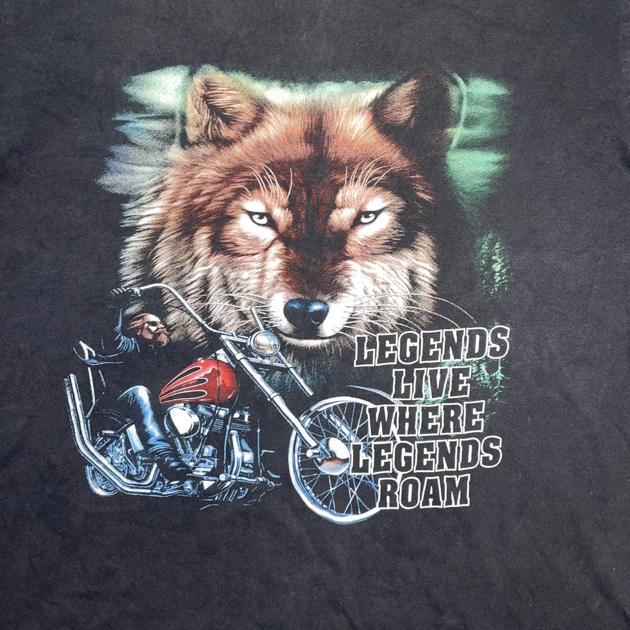 Gildan Vintage Wolf Biker T-Shirt Legends Live Where Motorcycle XL Size US XL / EU 56 / 4 - 5 Thumbnail