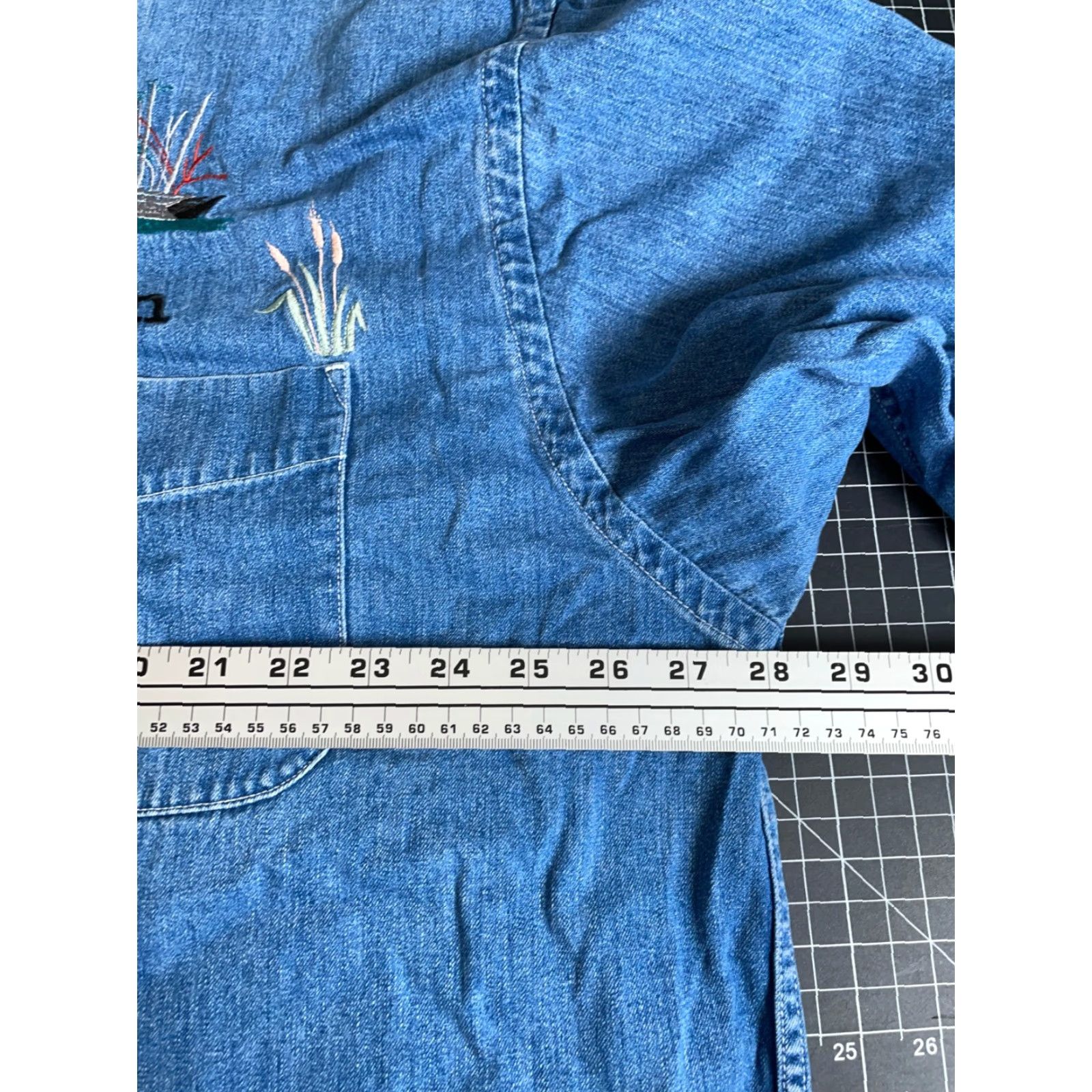 Eddie Bauer VINTAGE Eddie Bauer Denim Shirt Men's 2XL Blue Duck Embroidery Band Collar Y2K Nature Size US XXL / EU 58 / 5 - 5 Thumbnail