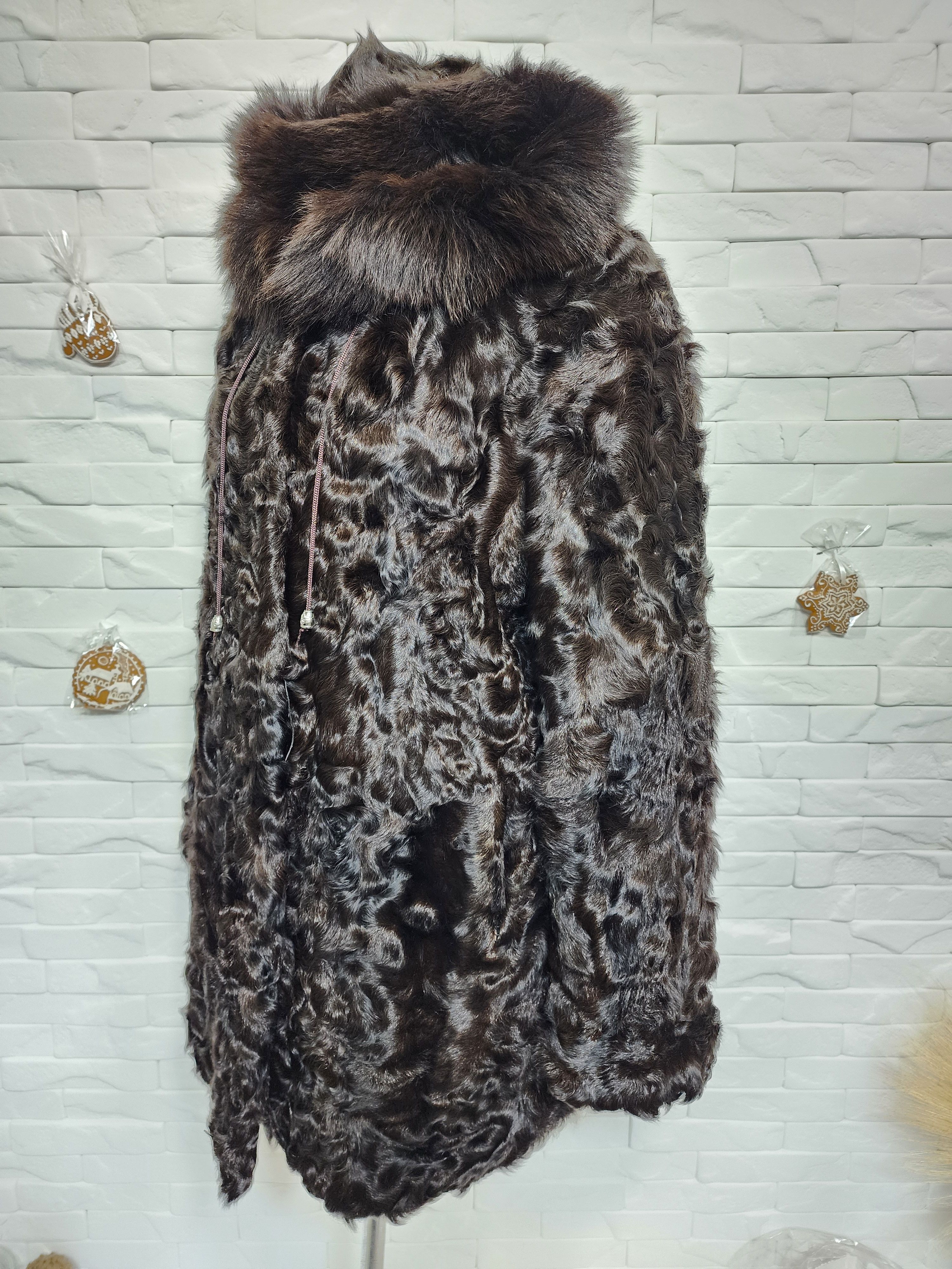 Furla Black Goat Fur Coat: Women's Warm Hooded Outerwear Size L / US 10 / IT 46 - 3 Thumbnail