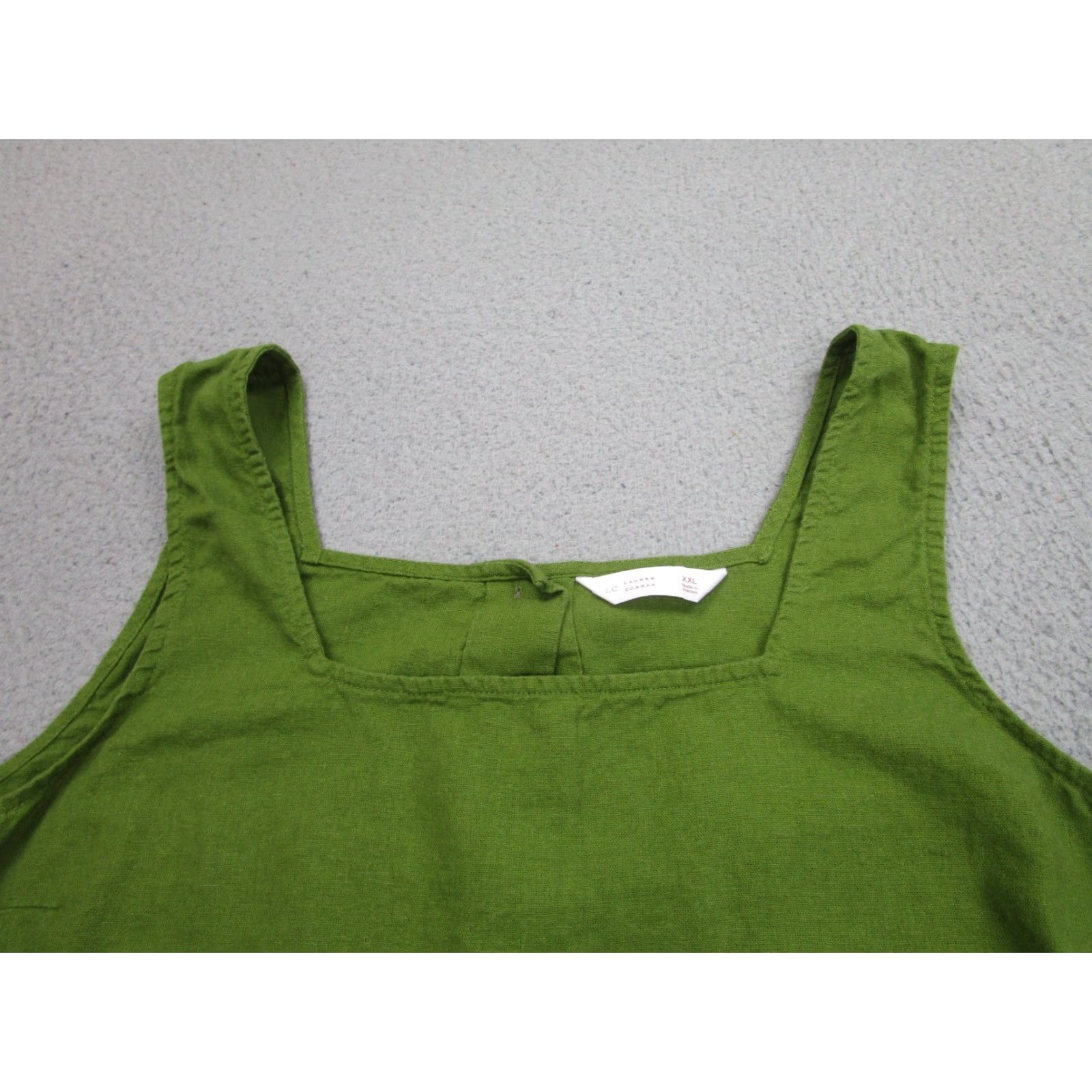 Vintage Lauren Conrad Linen Vest Womens 2XL Green Square Neck Boho Modest Coastal top Size XXL / US 16-18 / IT 52-54 - 2 Thumbnail