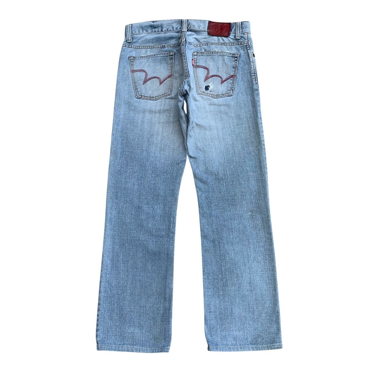 Japanese Brand Vintage 90s Era Japan Edwin Blue Washed Distressed Jeans W34 Size US 34 / EU 50 - 2 Thumbnail