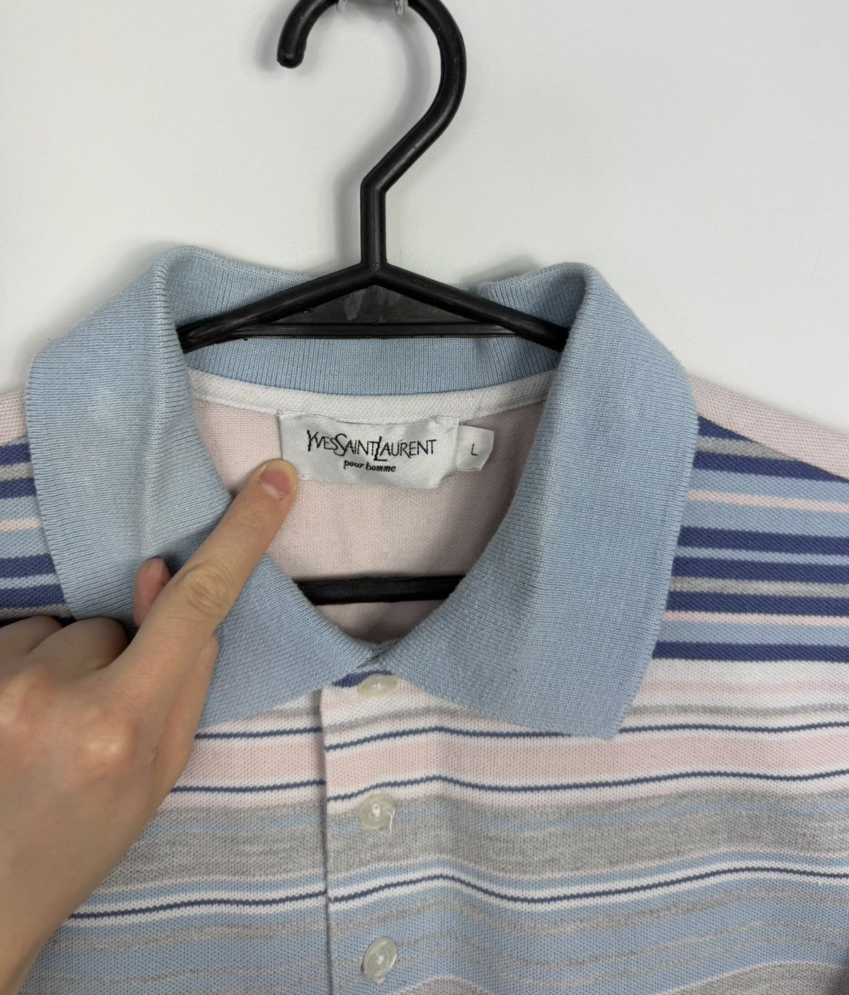 Yves Saint Laurent Yves Saint Laurent Big Logo Polo Shirt Size US L / EU 52-54 / 3 - 3 Thumbnail