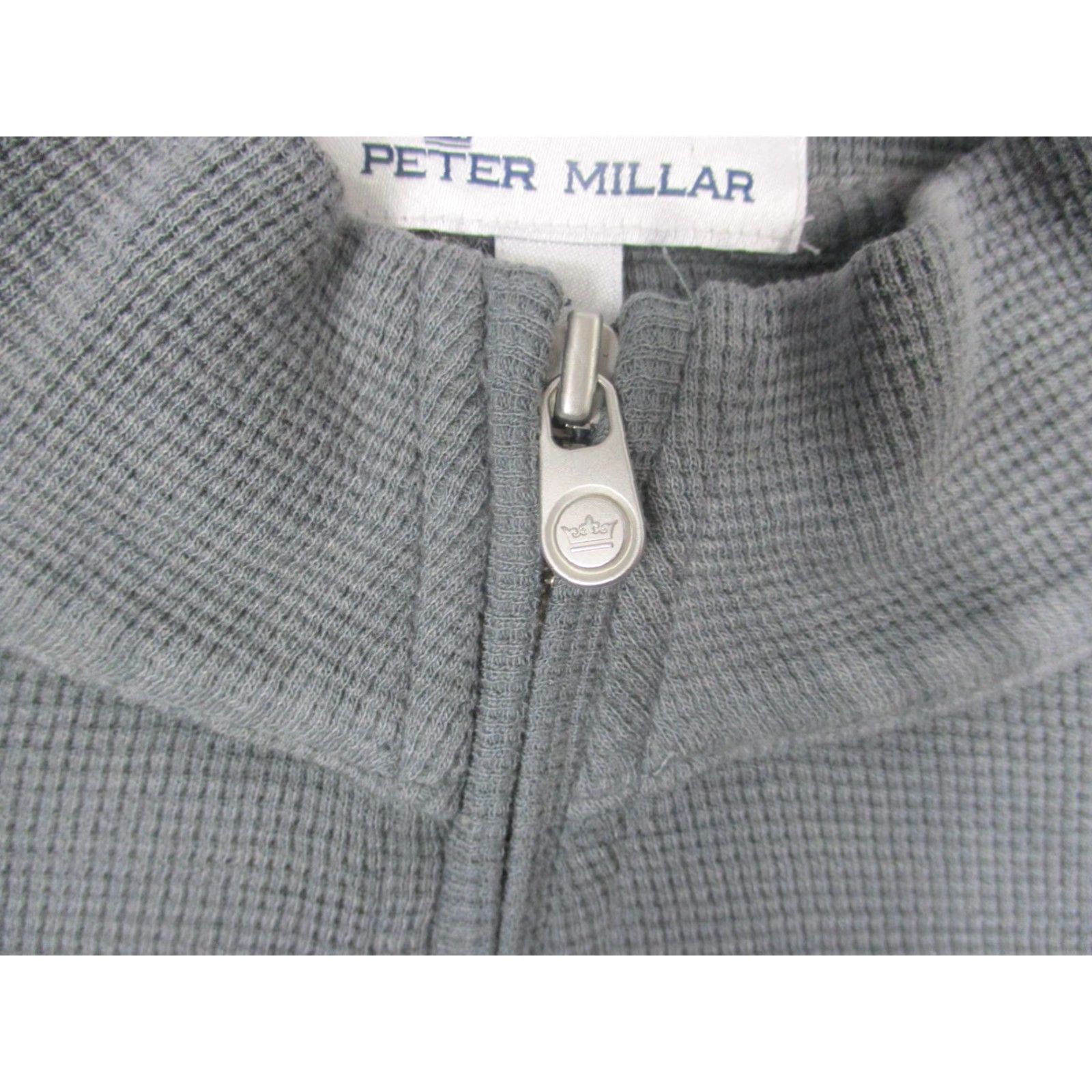 Peter Millar Peter Millar Seaside Sweater Large Gray 1/4 Zip Mock Neck Waffle Knit Mens Size US L / EU 52-54 / 3 - 4 Thumbnail