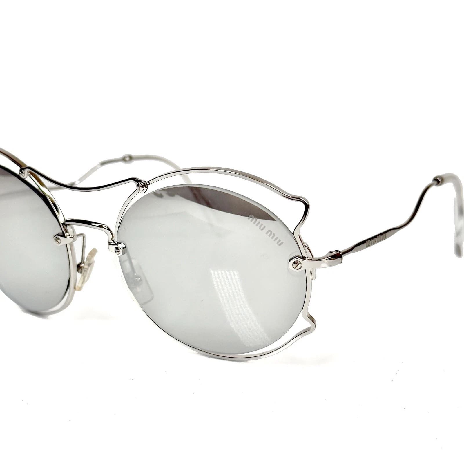 Miu Miu MIU MIU MU50SS SCENIQUE Evolution 50S Silver Mirrored Round Size ONE SIZE - 4 Thumbnail