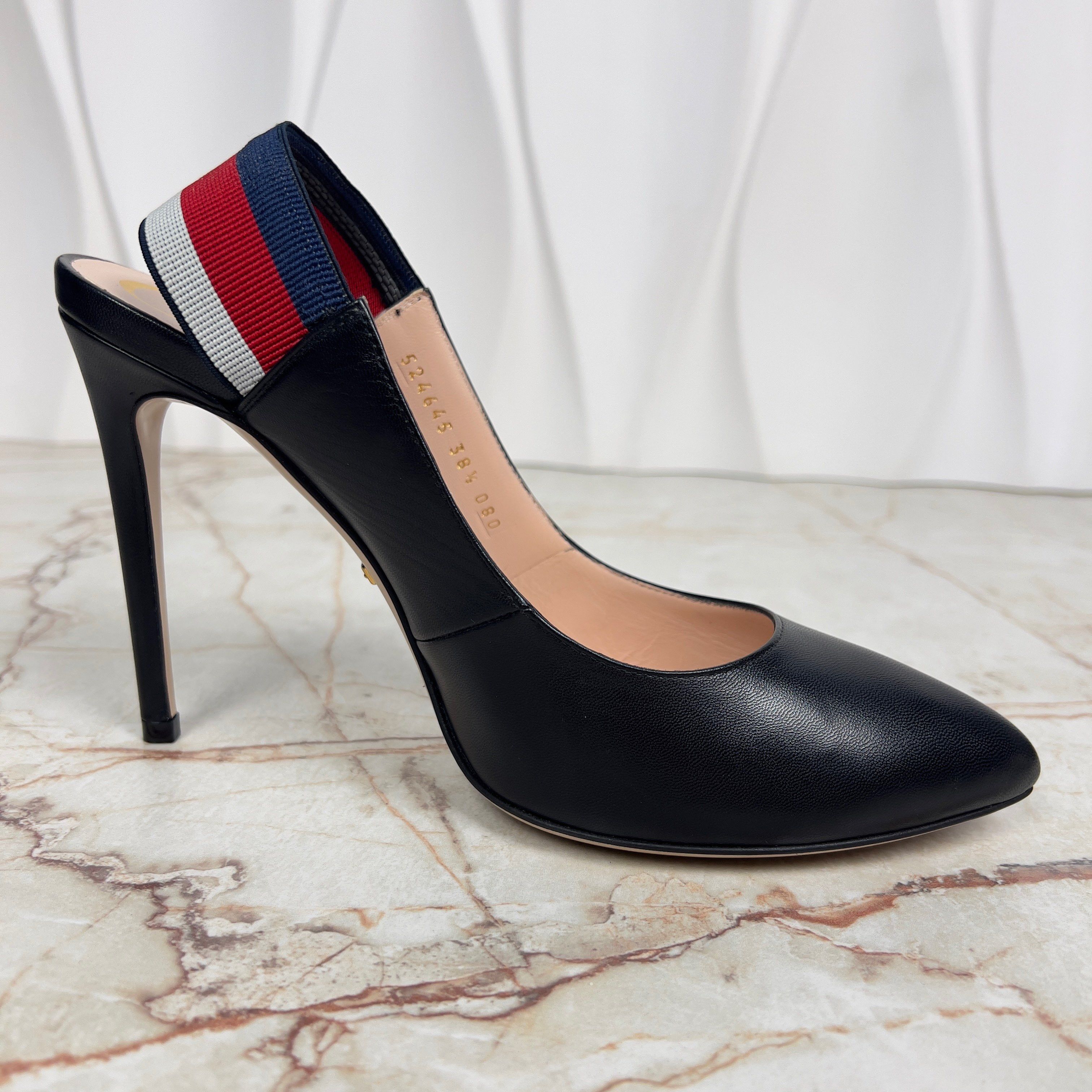 Gucci Sylvie Malaga Web Stripe Pumps High Heels Leather Size US 8.5 / IT 38.5 - 8 Thumbnail