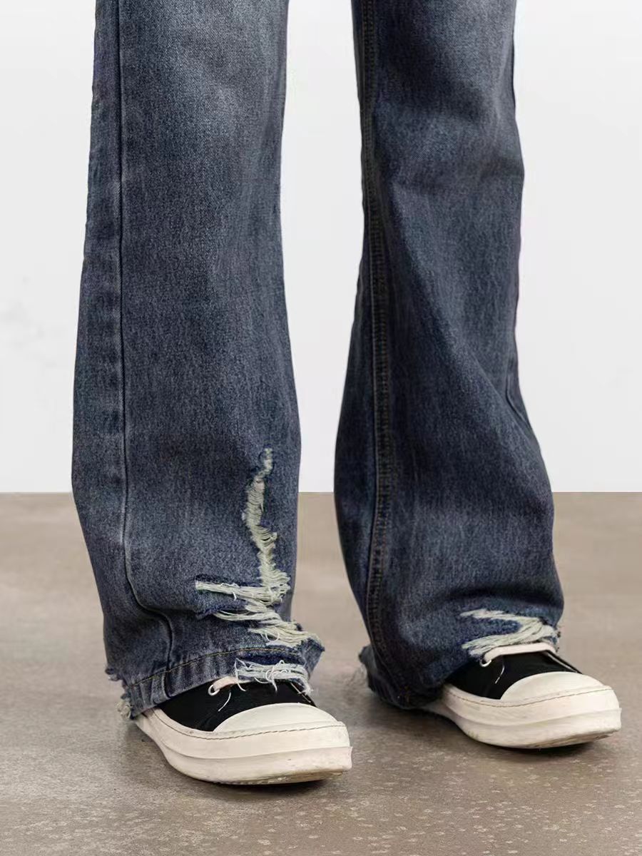 Japanese Brand × Jean High Street Cat Whisker Destroyed Straight Leg Baggy Jeans Size US 34 / EU 50 - 4 Thumbnail