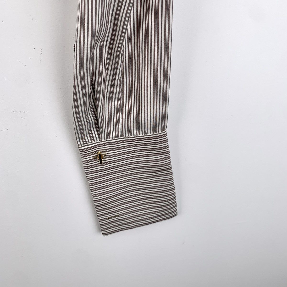 Fendi Fendi Colorblocked Striped Mulberry Silk Lapel Shirt Size S / US 4 / IT 40 - 5 Thumbnail