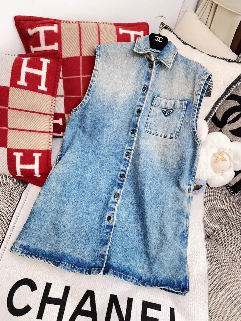 Prada Prada Denim Sleeveless Long Vest Jacket-2506 Size S / US 4 / IT 40 - 3 Thumbnail