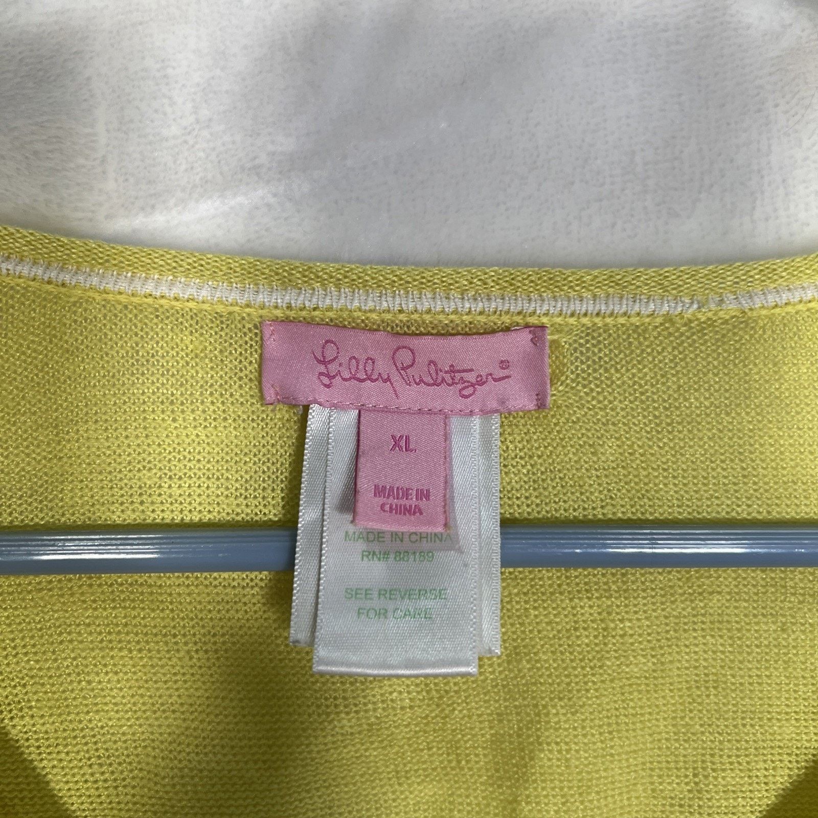 Lilly Pulitzer Lilly Pulitzer V Neck Linen Sweater Yellow Green Lightweight Size XL / US 12-14 / IT 48-50 - 2 Thumbnail