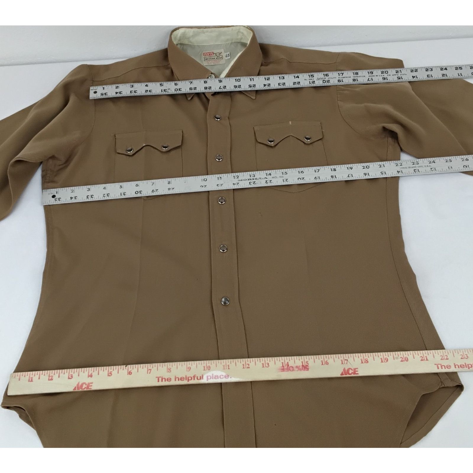 Levi's Levi's Gabardine Big E Pearl Snap Shirt Men M Brown VTG '50s Size US M / EU 48-50 / 2 - 12 Thumbnail