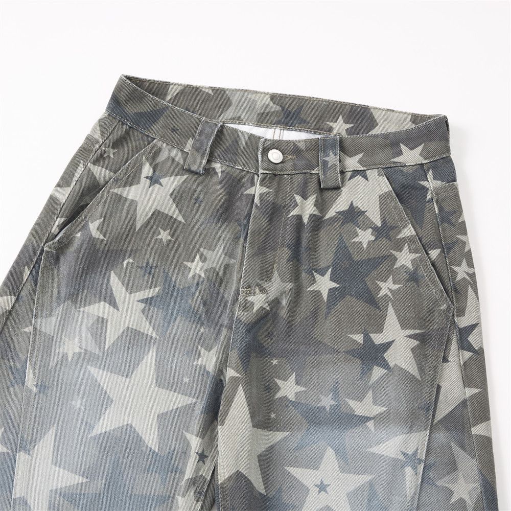 Vintage Men's trendy loose wide-leg star camouflage scimitar jeans Size US 32 / EU 48 - 3 Thumbnail