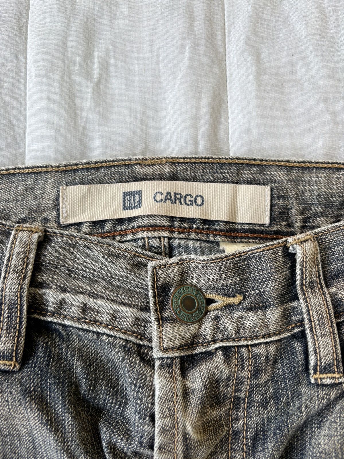 Kapital RARE💥GAP CARGO FADED WASHED DENIM CARGO JEANS WORKWEAR Size US 32 / EU 48 - 9 Thumbnail