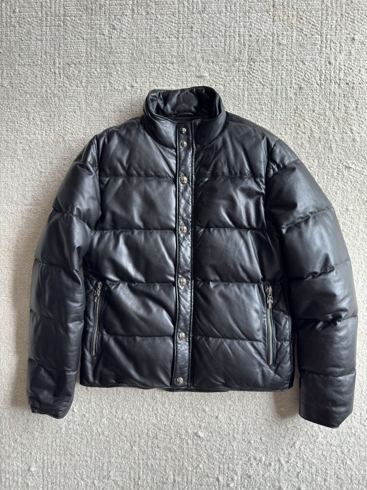 Chrome Hearts CHROME HEARTS Black Leather Down Jacket Size US L / EU 52-54 / 3 - 1 Thumbnail