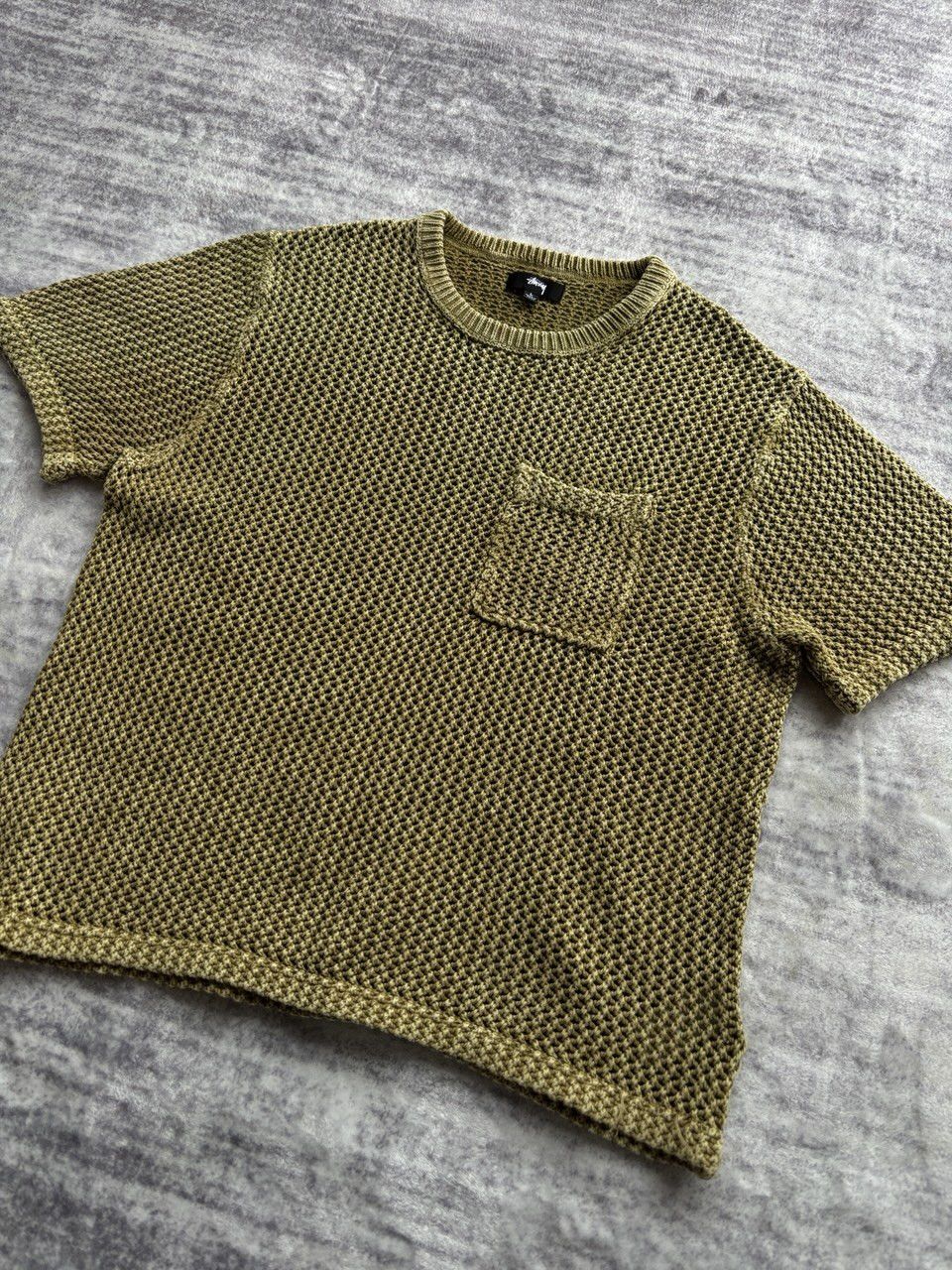 Stussy Stussy O'dyed Mesh Crew (Khaki) Size US L / EU 52-54 / 3 - 4 Thumbnail