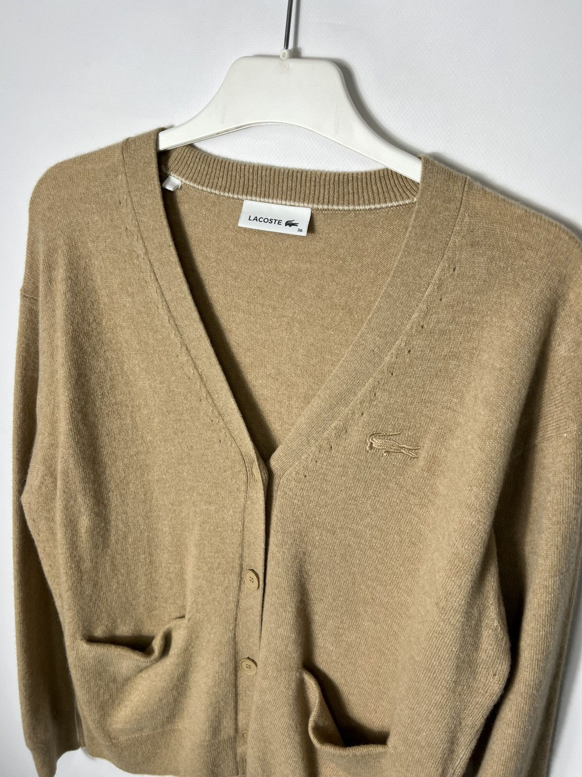 Lacoste Vintage streetwear designer Lacoste Beige Cardigan Size S / US 4 / IT 40 - 2 Thumbnail