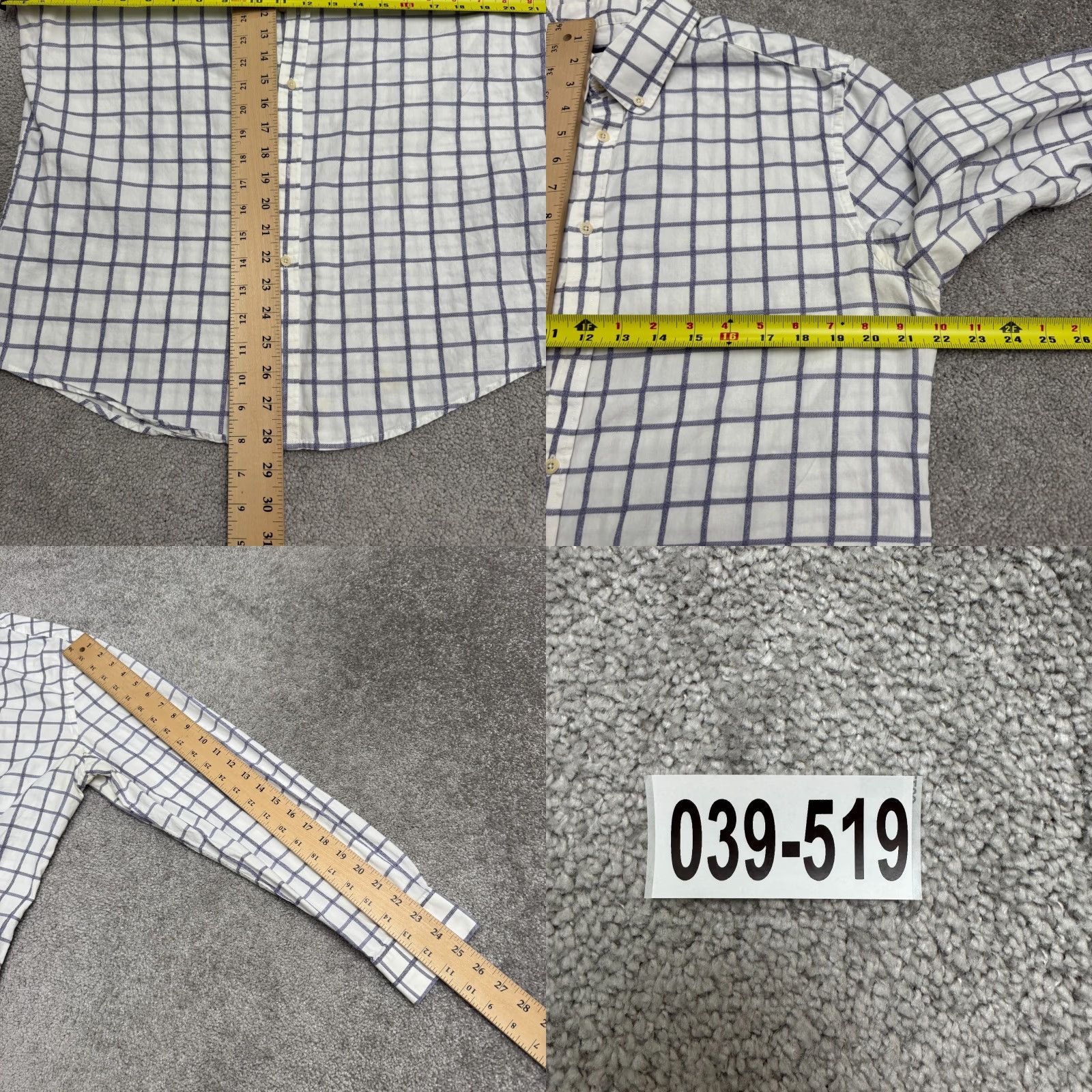 Ben Sherman Ben Sherman Slim Fit Windowpane Button Down Shirt Men XL Blue White Check Cotton Size US XL / EU 56 / 4 - 10 Thumbnail