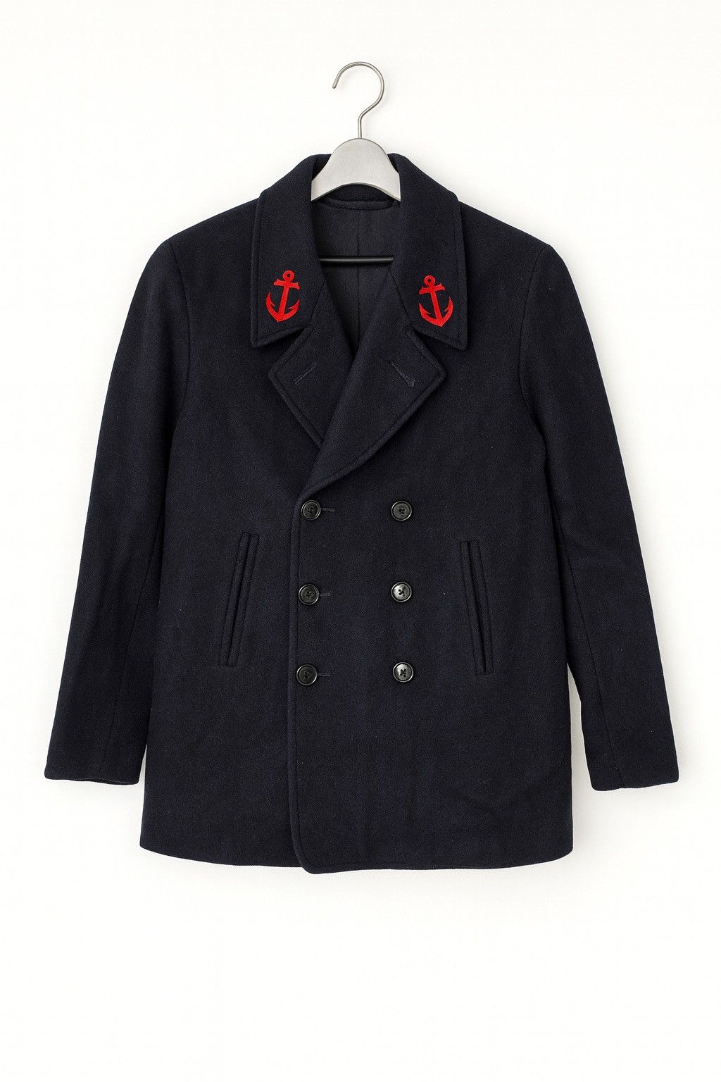 Vintage Vintage French Navy Pea Coat – Authentic Marine Wool Jacket Size US M / EU 48-50 / 2 - 1 Thumbnail